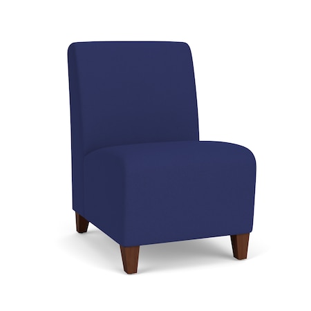 Lesro Siena Lounge Reception Armless Guest Chair, Walnut, OH Cobalt Upholstery SN1102